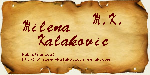 Milena Kalaković vizit kartica